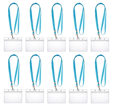 10 x Lanyard Umhängeband mit 10x Ausweishülle ZIP Kartenhalter horizontal & vertikal wasserdicht Ausweise Karten Schutzhülle 0,80mm flexibel